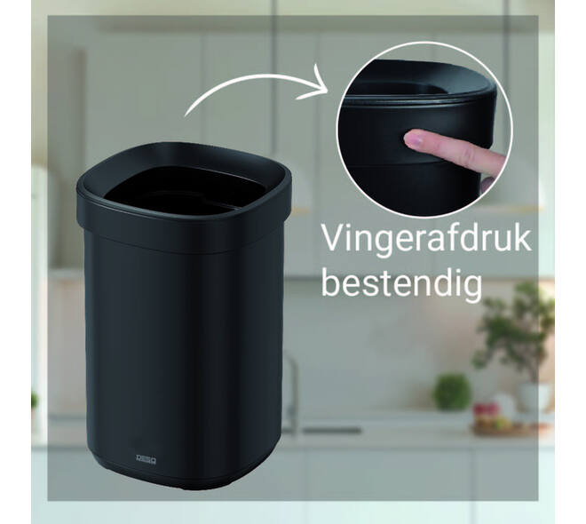 Afvalbak Desq open inworp 20 liter metaal zwart
