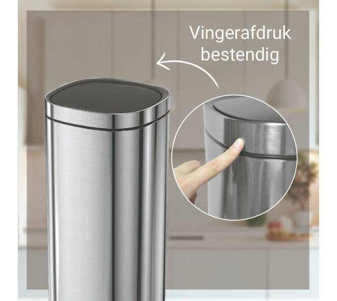 Afvalbak Desq Touch 50 liter RVS zilver