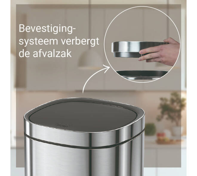 Afvalbak Desq Touch 50 liter RVS zilver