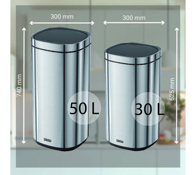 Afvalbak Desq Touch 50 liter RVS zilver