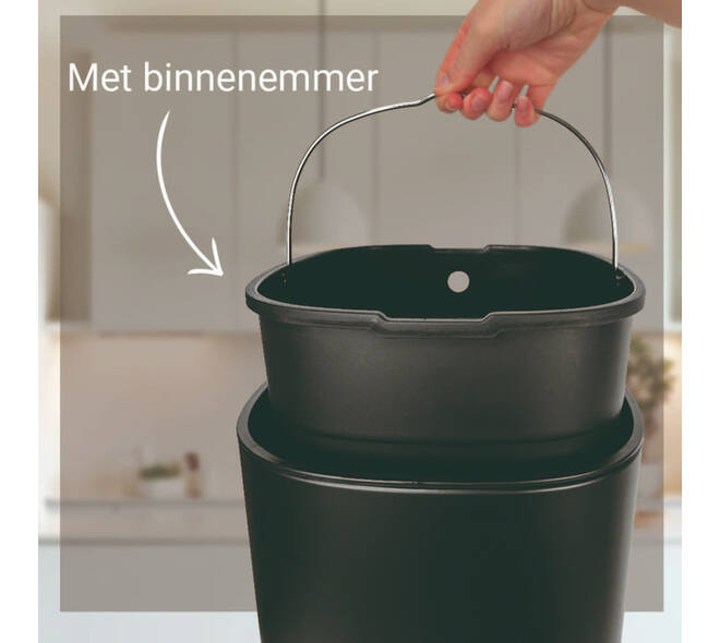 Afvalbak Desq Touch 30 liter RVS zwart