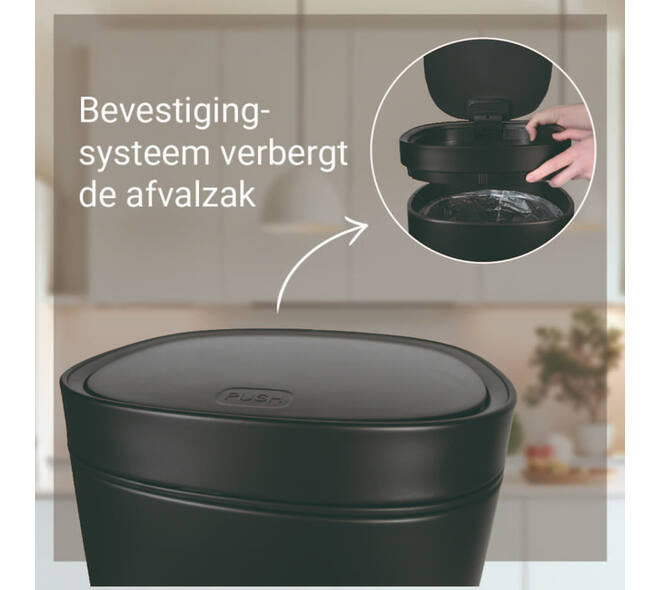 Afvalbak Desq Touch 30 liter RVS zwart