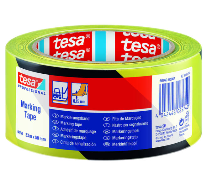 Markeringstape tesa® Professional 60760 PV1 50mmx33m geel-zwart