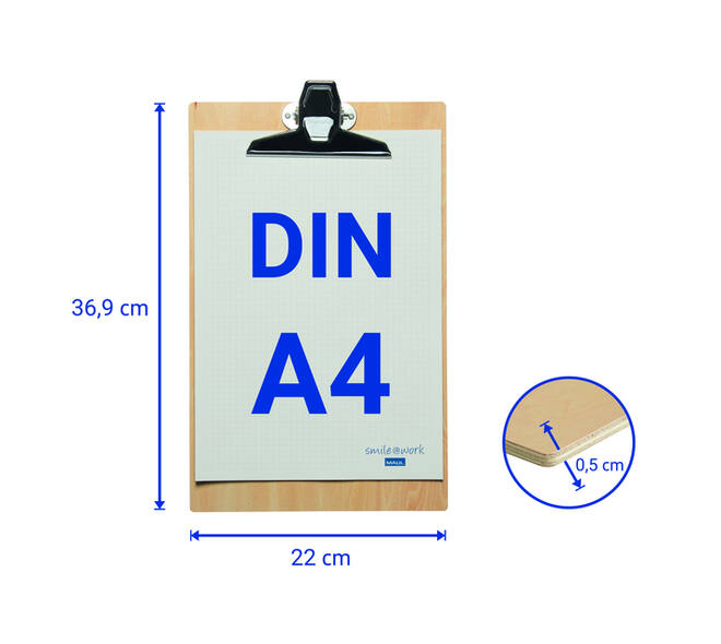 Klembord MAUL Tilia A4 staand hout 0.5 cm