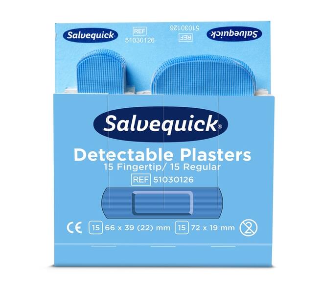Pleisters Salvequick blauw detectabel mix 6x 30 stuks