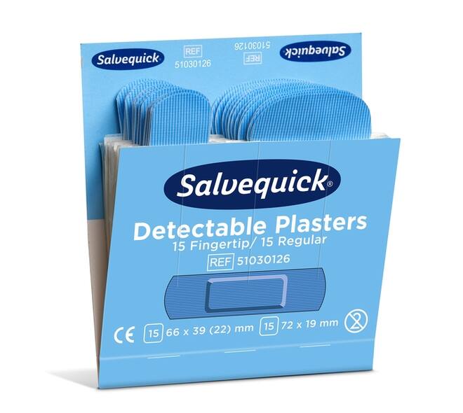 Pleisters Salvequick blauw detectabel mix 6x 30 stuks