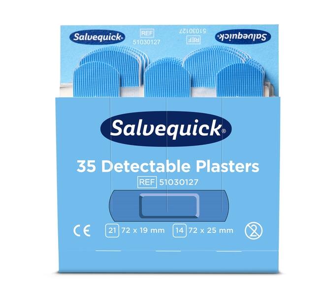 Pleisters Salvequick blauw detectable refill 6x 35 stuks