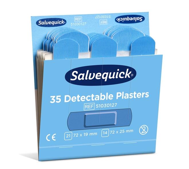 Pleisters Salvequick blauw detectable refill 6x 35 stuks
