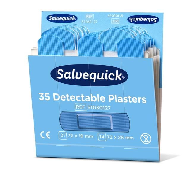 Pleisters Salvequick blauw detectable refill 6x 35 stuks