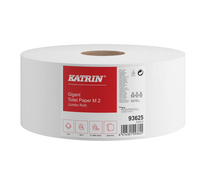 Toiletpapier Katrin Gigant M jumbo medium 2-laags 300m wit 93625