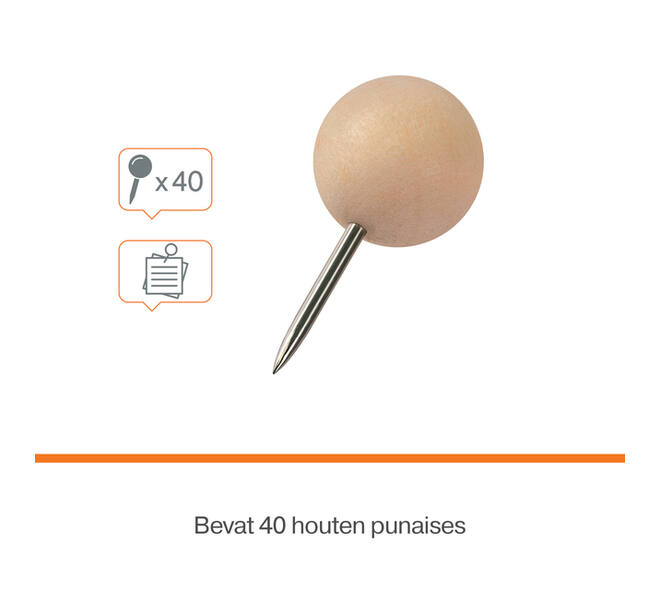 Punaises Nobo hout voor memobord 40 stuks