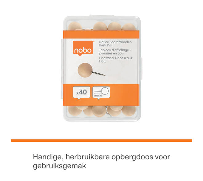 Punaises Nobo hout voor memobord 40 stuks