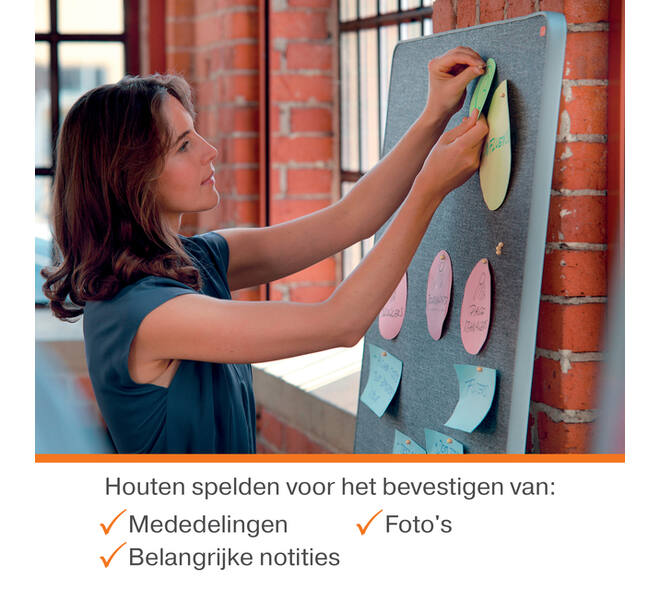 Punaises Nobo hout voor memobord 40 stuks