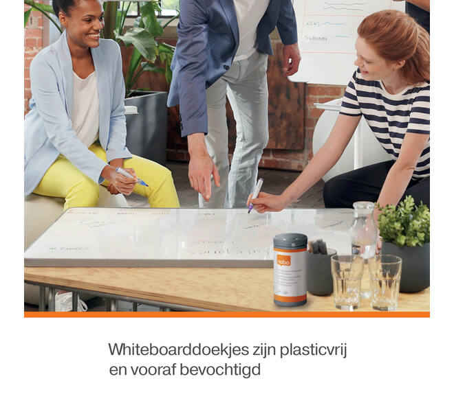 Whiteboardreinigingsdoekjes Nobo plasticvrij 100 stuks