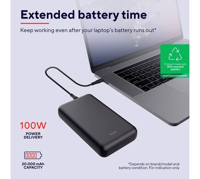 Powerbank Trust Laro laptop 100W