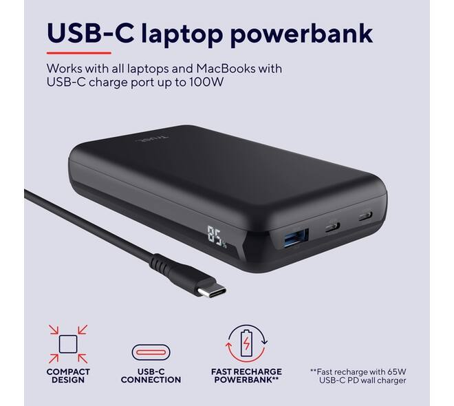 Powerbank Trust Laro laptop 100W