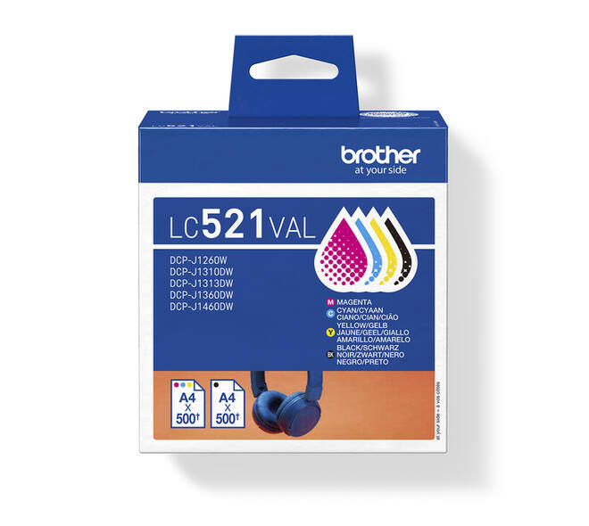 Inktcartridge Brother LC-521 zwart + 3 kleuren