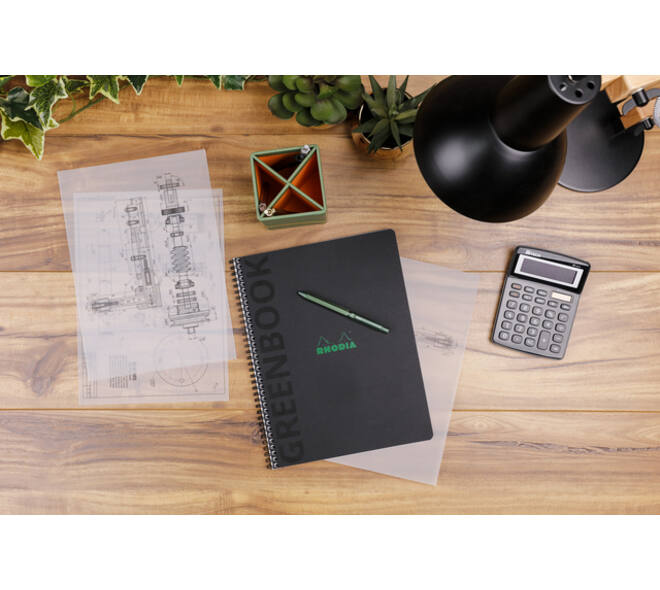 Notitieboek Rhodia Greenbook recycled A4+ lijn 160 pagina's 90gr sc