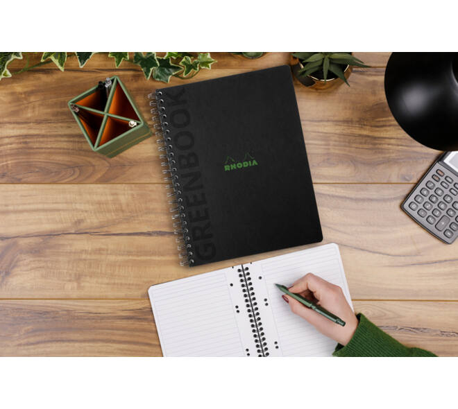 Notitieboek Rhodia Greenbook recycled A5+ lijn 160 pagina's 90gr hc