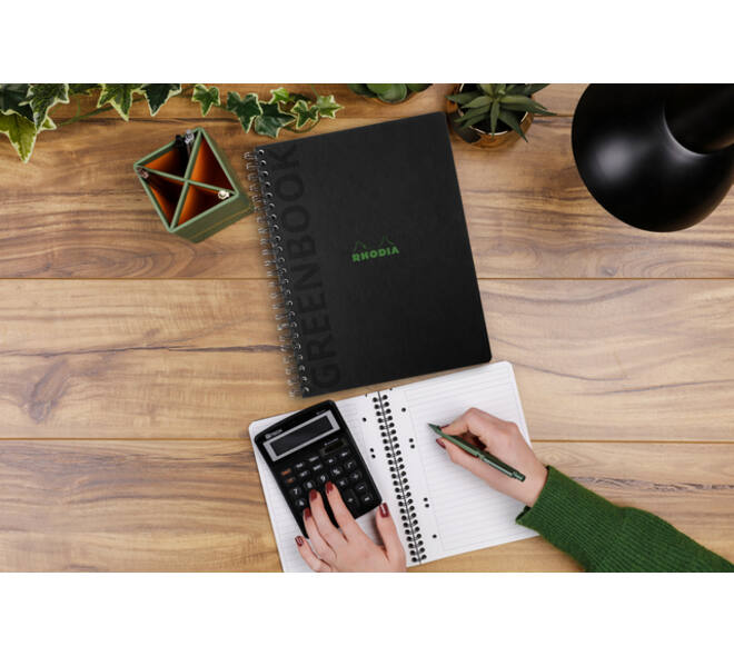 Notitieboek Rhodia Greenbook recycled A5+ lijn 160 pagina's 90gr hc