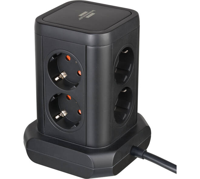 Stekkerdoos Brennenstuhl toren 8 voudig met 2x USB A 1x USB C PD zwart