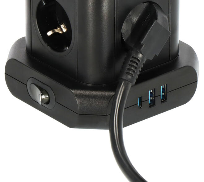 Stekkerdoos Brennenstuhl toren 8 voudig met 2x USB A 1x USB C PD zwart