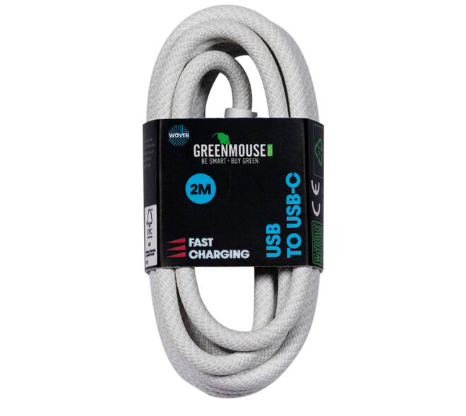 Kabel Green Mouse USB-A to USB-C data Woven 2m