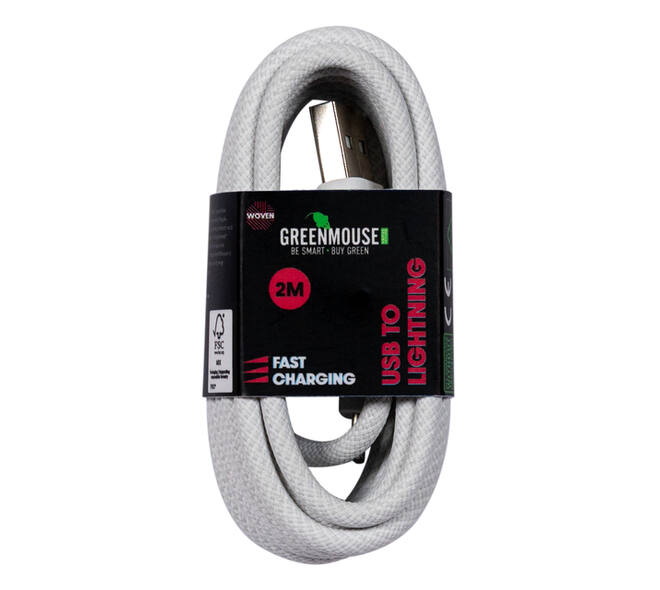 Kabel Green Mouse USB-A to Lightning data Woven 2m
