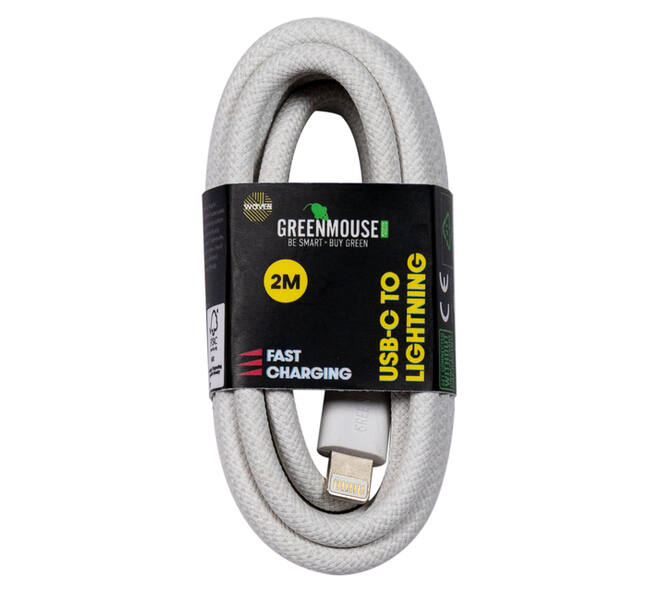 Kabel Green Mouse USB-C to Lightning data Woven 2m