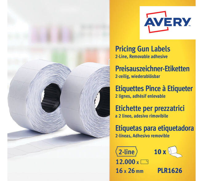 Prijsetiket Avery PLR1626 16x26mm afneembaar wit