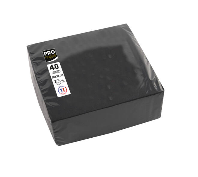 Servet Pronappe 1/4 vouw 2-laags 380x380mm 40 vel zwart