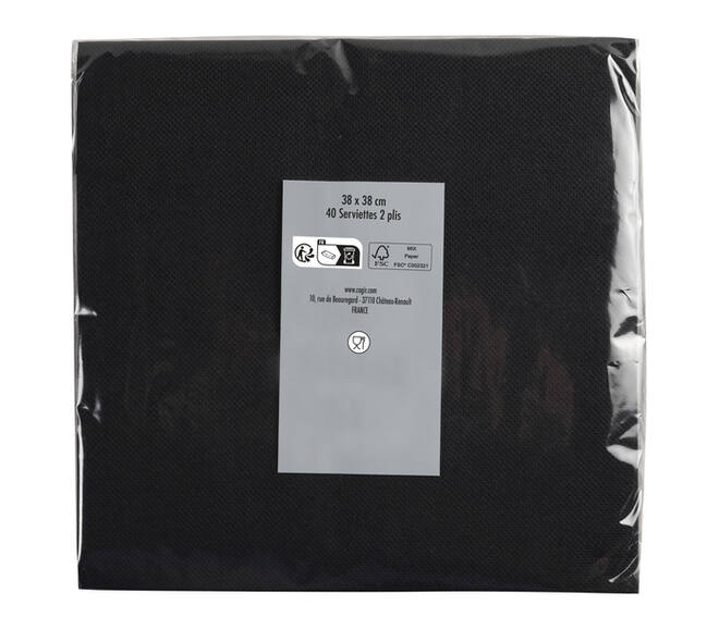 Servet Pronappe 1/4 vouw 2-laags 380x380mm 40 vel zwart