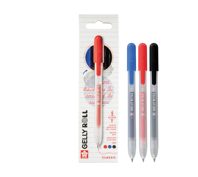 Gelschrijver Sakura Gelly Roll Classic 08 klikfunctie set à 3 kleuren