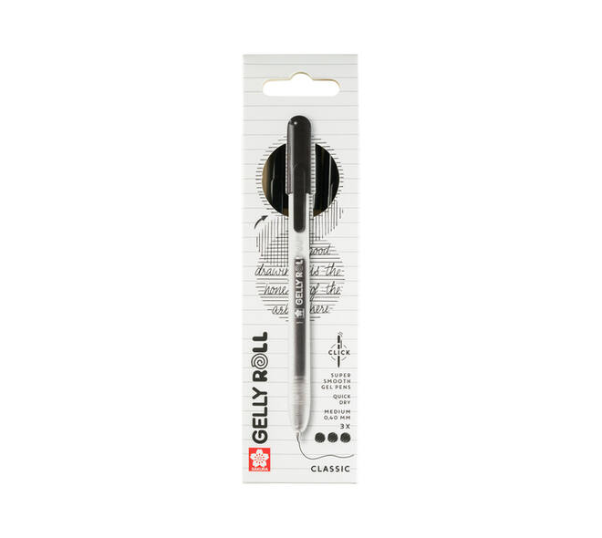 Gelschrijver Sakura Gelly Roll Classic 08 klikfunctie zwart 3 stuks