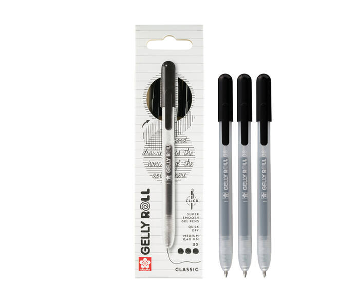 Gelschrijver Sakura Gelly Roll Classic 08 klikfunctie zwart 3 stuks