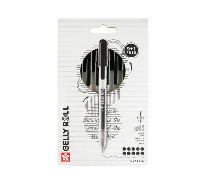 Gelschrijver Sakura Gelly Roll Classic 08 klikfunctie zwart 10 stuks