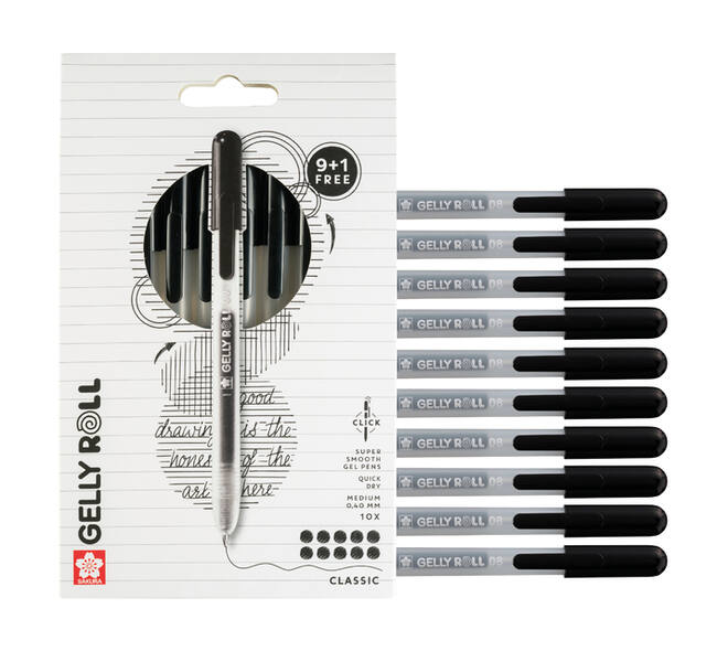 Gelschrijver Sakura Gelly Roll Classic 08 klikfunctie zwart 10 stuks