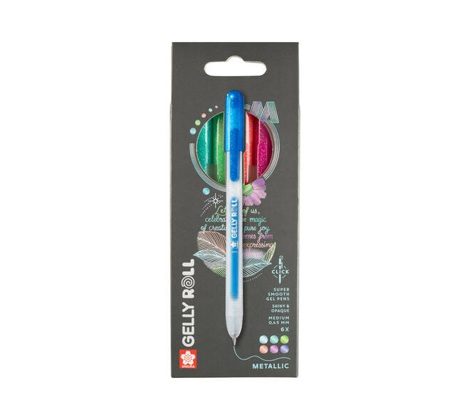 Gelschrijver Sakura Gelly Roll Metallic 08 klikfunctie set à 6 kleuren