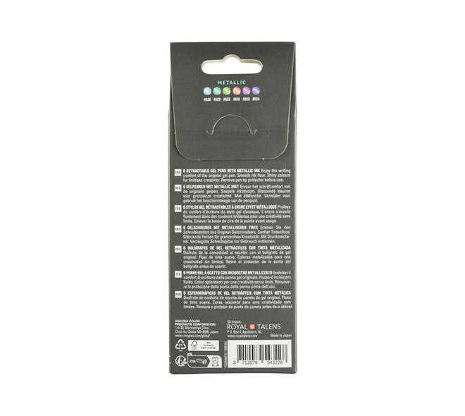 Gelschrijver Sakura Gelly Roll Metallic 08 klikfunctie set à 6 kleuren