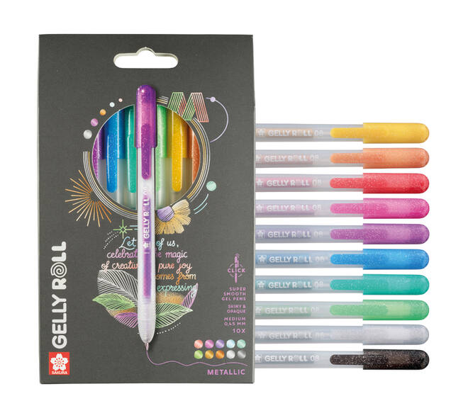Gelschrijver Sakura Gelly Roll Metallic 08 klikfunctie assorti 10st