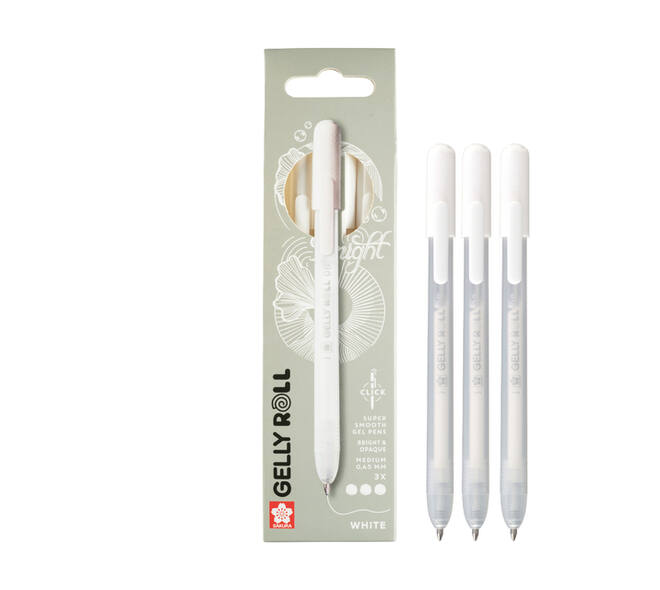 Gelschrijver Sakura Gelly Roll Classic 08 klikfunctie set à 3  wit