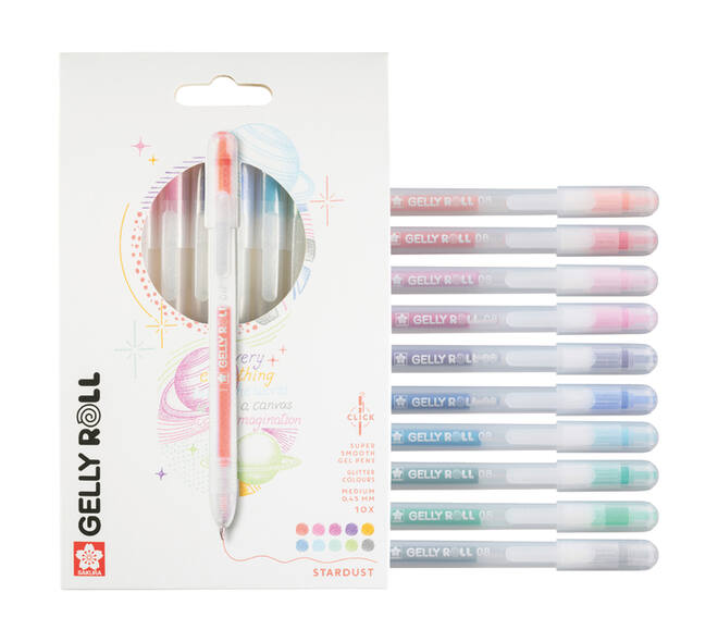 Gelschrijver Sakura Gelly Roll Stardust 08 klikfunctie assorti 10st