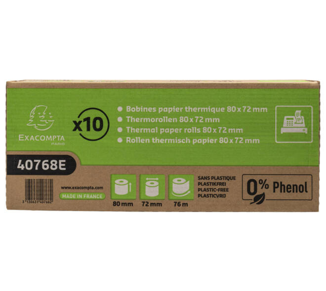 Telrol Exacompta 80mmx76m kern Ø12mm thermisch fenolvrij