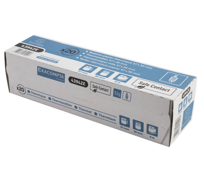 Telrol Exacompta 57mmx9m kern Ø12mm SafeContact thermisch
