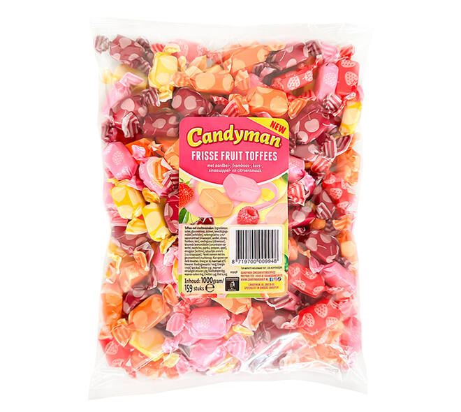 Toffees Candyman frisse fruit zak 1 kilogram