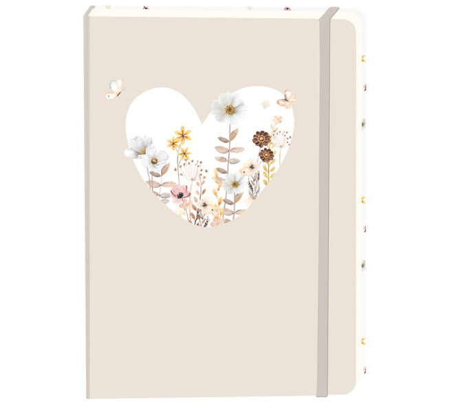 Notitieboek wit hart A5 lijn 92 pagina's softcover beige