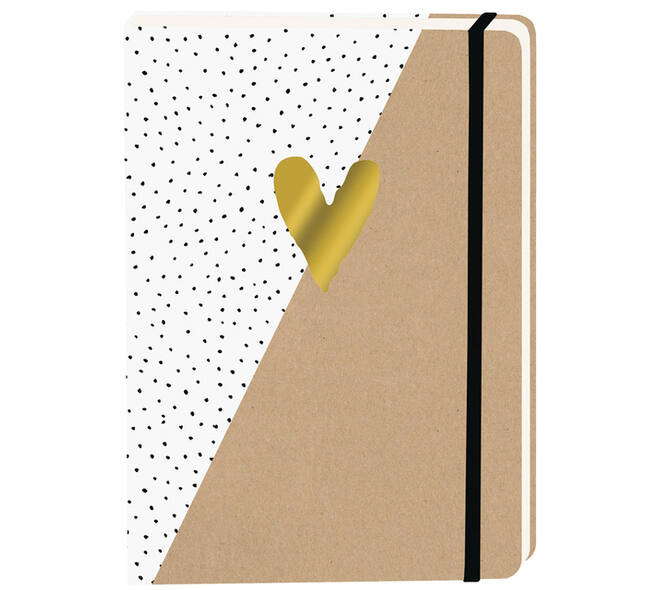 Notitieboek kraft gouden hart A5 lijn 92 pagina's softcover
