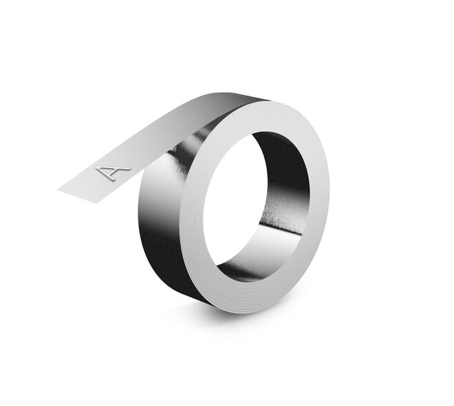 Reliëftape Dymo embossing niet klevend aluminium 12mm zilver