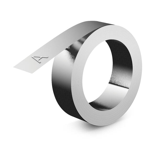 Reliëftape Dymo embossing zelfklevend aluminium 12mm zilver