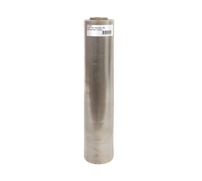 Wikkelfolie IEZZY 500mmx300m 20mu 100% recycled (PCR) transparant